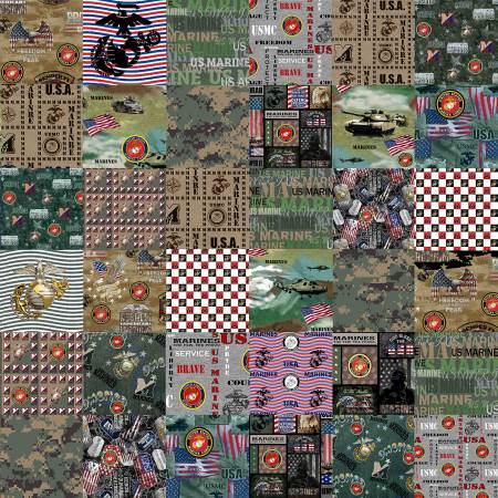 Military Marines Cheater Quilt Allover Cotton 60in