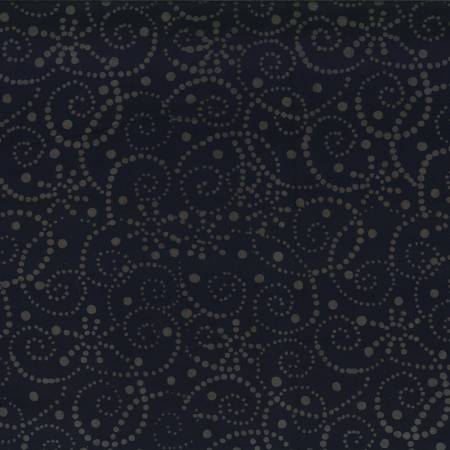 WL Black Pointilist Scroll Batik