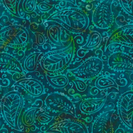 WL Blue/Green Leafy Paisley Batik