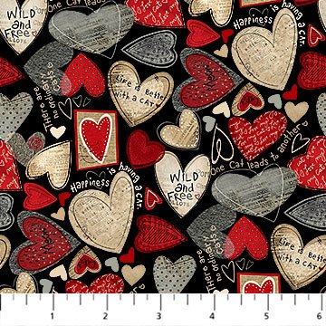 NC No Ordinary Cats 24406 99 Heart Toss Black Multi