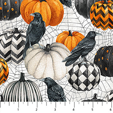 NC Pumpkins-Crows White Multi Spellbound