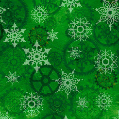 QT It's A Steampunk Christmas GEARS Green