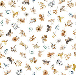 QT Bear Hugs - Flowers and Insects Toss-White