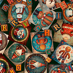 QT Santa's Workshop Christmas Collage Black