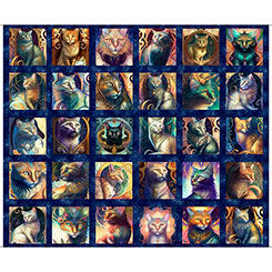 QT Cat Picture Patches Blue FELINE FANTASIA