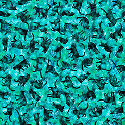 QT Cat Silhouettes Teal FELINE FANTASIA