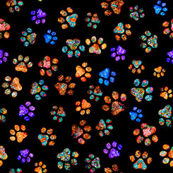 QT Paw Prints Black FELINE FANTASIA