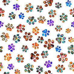 QT Paw Prints White FELINE FANTASIA
