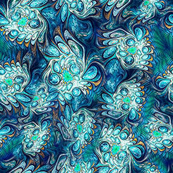 QT Marble Abstract Blue/Teal FELINE FANTASIA
