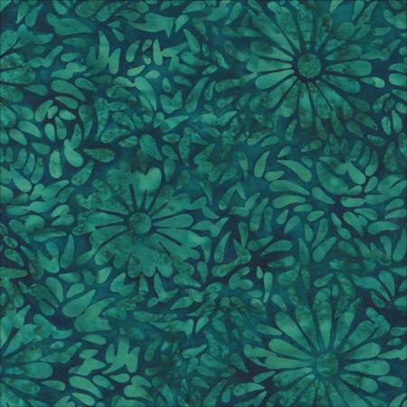 WD Dark Teal Daisy Petals Batik