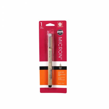 Pigma Micron Pen Black .15mm Size 03 Carded