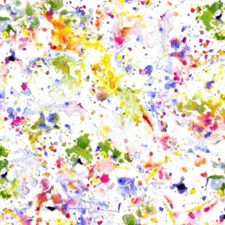 WD Dropcloth White/Multi Paint Splatter 108in Wide Back