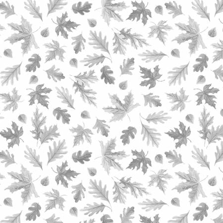 WD White Falling Leaves Flannel