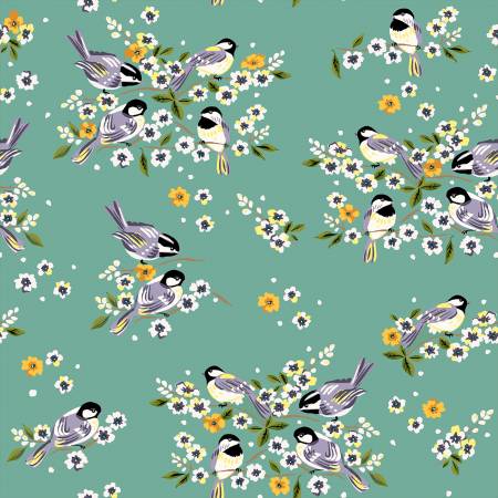 WD Turquoise Birdies Turquoise Organic Cotton