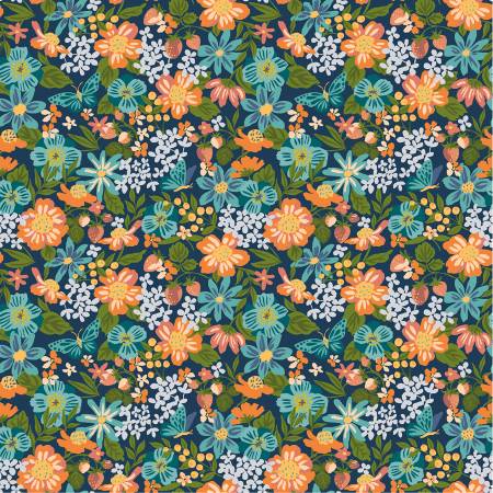 WD Navy Orchard Floral Navy Organic Cotton