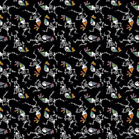 HG Witch's Night Out Black Multi Dancing Skeletons Glows in the Dark 755G-90
