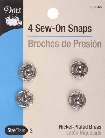 Snap Sew-On Size 3 Nickel