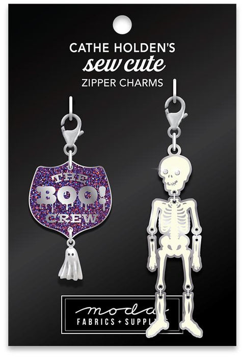 Skeleton Boo Badge Zipper Pulls 2ct