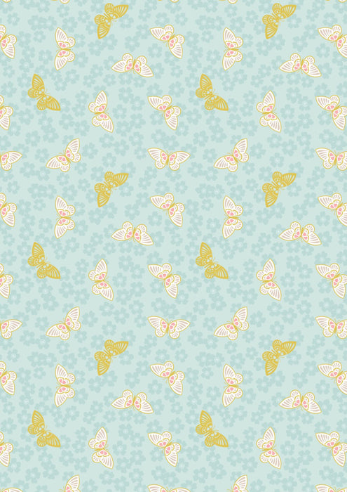 LI Sakura Lt. Blue Butterflies, Gold Metallic