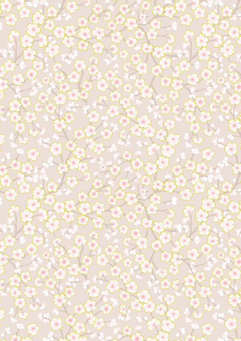 LI Sakura Neutral, Pink Flowers, Gold Metallic A923A