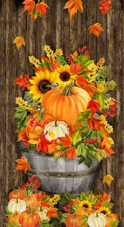 TT Brown Harvest Floral Metallic Panel