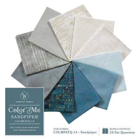 WD Fat Quarter Blue Sandpiper Color Me, 10pcs/bundle