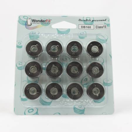 DecoBob Prewound Bobbins Class 15 12ct Charcoal