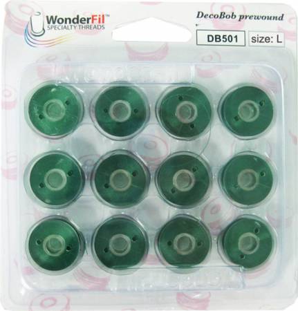 DecoBob Prewound Bobbins Size L 12ct Evergreen