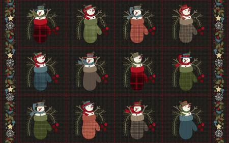 MY Black Snowmen Blocks Flannel