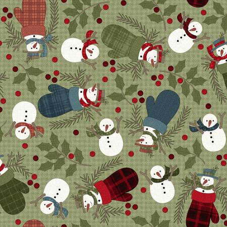 MY Green Snowmen Flannel