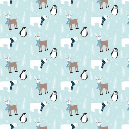RB Flannel Winter Magic Winter Animals Aqua