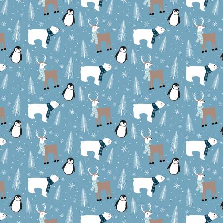 RB Flannel Winter Magic Winter Animals Blue