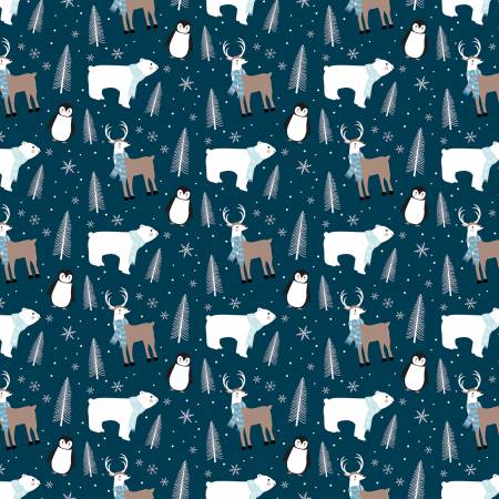 RB Flannel Winter Magic Winter Animals Navy