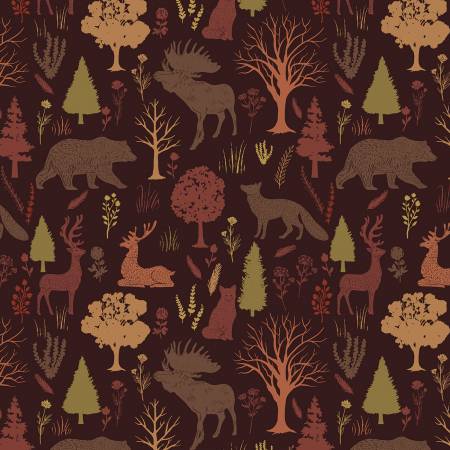 RB Flannel Into the Woods Animals Brown