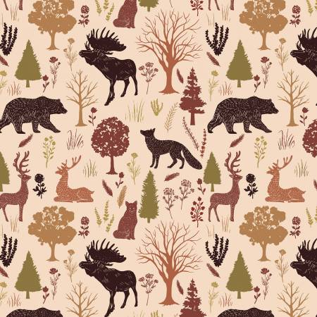 RB Flannel Into the Woods Animals Cream