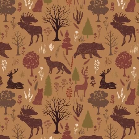 RB Flannel Into the Woods Animals Tan