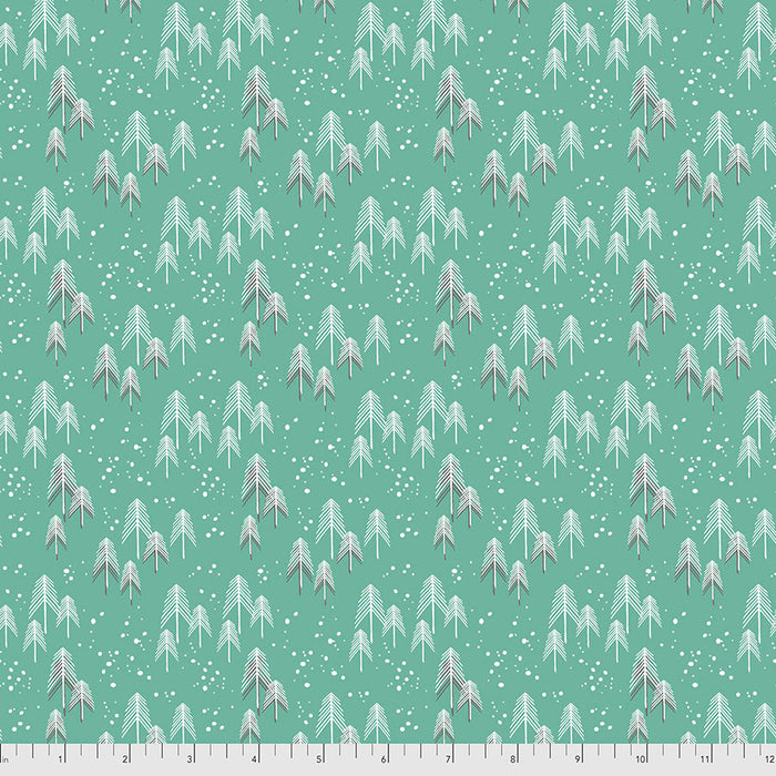 FS Snowy Day Flannel Trees Aqua
