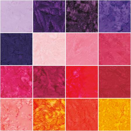 RB Batiks Hand-Dyes Sunset Sorbet Fat Quarter Bundle, 16 Pcs.