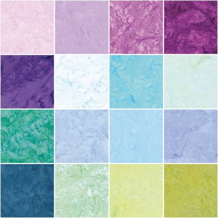 RB Batiks Hand-Dyes Misty Meadows Fat Quarter Bundle, 16 Pcs.