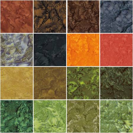 RB Batiks Hand-Dyes Woodland Elegance Fat Quarter Bundle, 16 Pcs.
