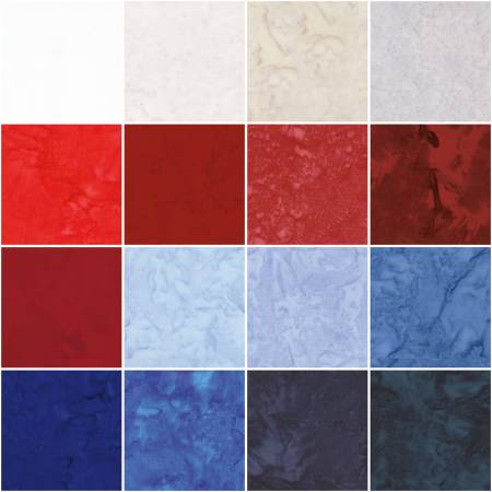 RB Batiks Hand-Dyes Freedom Flair Fat Quarter Bundle, 16 Pcs.