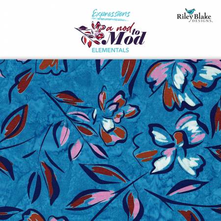 RB Batiks A Nod to Mod Blue Fat Quarter Bundle A, 8pcs