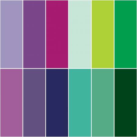 RB Confetti Cotton Purple Vibrations Fat Quarter Bundle, 12 Pcs.