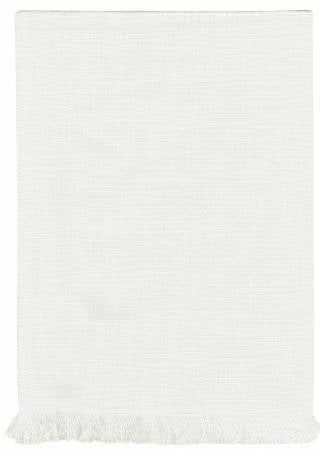 Dunroven Solid White Tea Towel with Fringe