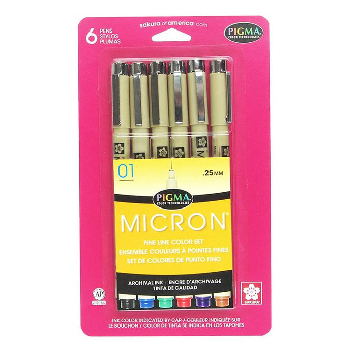Pigma Micron 01 Pen 6 Color Set 30063 CP6 Sakura#1