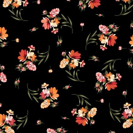 My Harvest Rose Flannel-Tossed Black