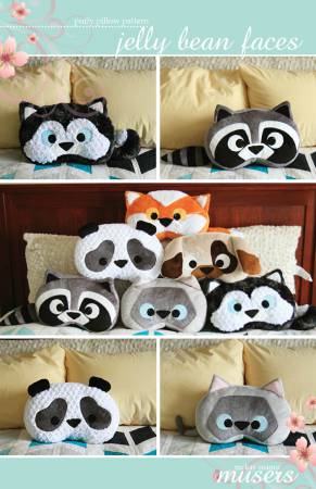 Jelly Bean Faces 6 Animals Puffy Pillow Pattern