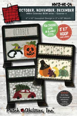 Patch Abilities Quarter 4 Calendar Series Machine Embroidery