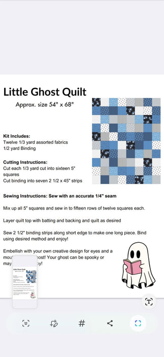 The Little Ghost Winter Surprise Quilt Kit w/book