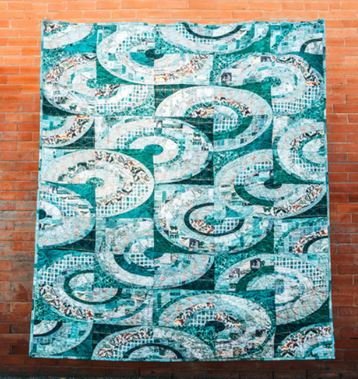Ripples Quilt Kit-Teal-Tim Holtz